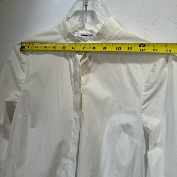 Derek Lam 10 Cotton Back Pleated Oversized Button Shirt Logo Embroidered Top S - Picture 14 of 16